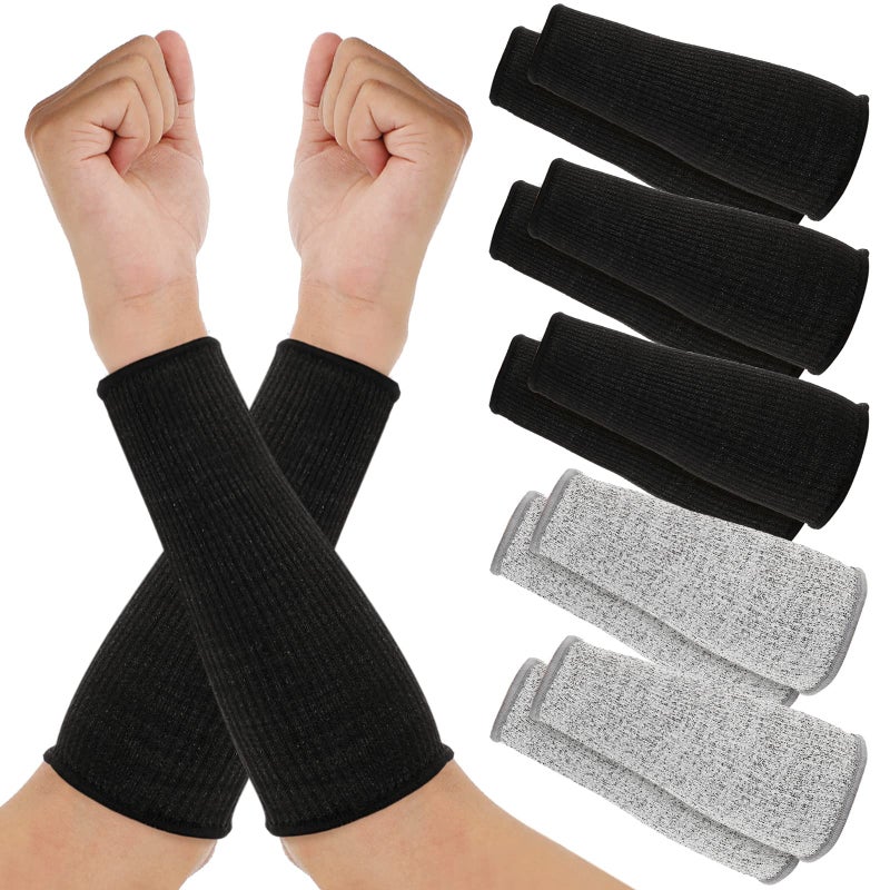 SATINIOR 5 Pairs Cut Burn Resistant Sleeves Arm Protection Sleeves Forearm Arm Protectors Thin Skin Bruising Arm Guards(Black, Gray) - Image 1
